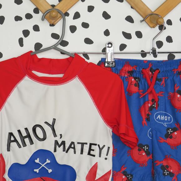 Just One You Carb Pirate Toddler Swim Trunks and Rash Guard Set - Picture 2 of 8